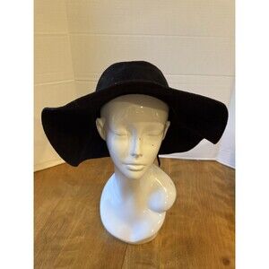San Diego Hat Co Black Wide Floppy Brim Women's Felt Wool braided hat band